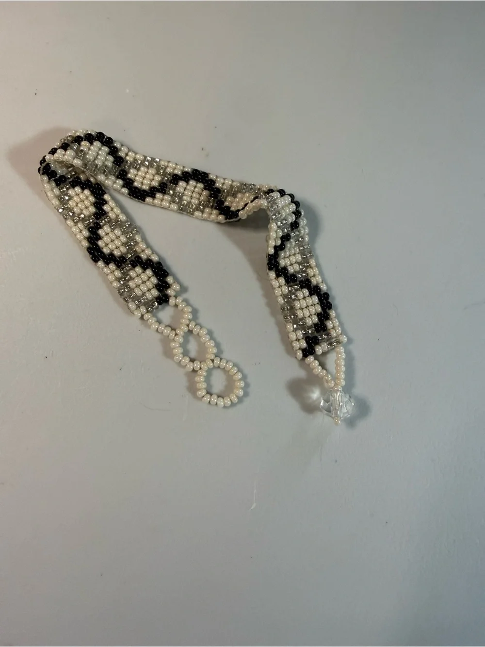 Personally Curated Artisan Black White Pattern Inspo Cuff Bracelet Stack B7